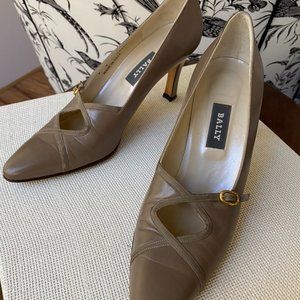 Bally 3" Laurel Pumps, Warm Gray Leather, size 9